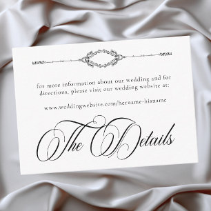 Tarjeta De Recepción Elegante Boda Vintage Barroco Blanco y Negro
