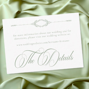 Tarjeta De Recepción Elegante Boda Vintage Barroco Verde Sage