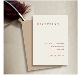 Tarjeta De Recepción Elegante Bodas de Tipografía Moderna Beige Polvori