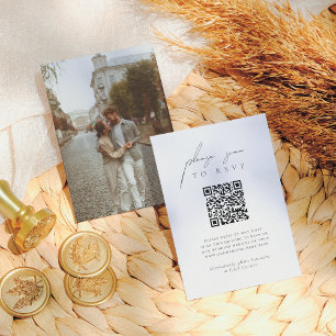 Tarjeta De Recepción Elegante Bohemia moderna foto QR Boda de código RS
