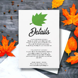 Tarjeta De Recepción Elegante Boho Green Autumn Leaves Fall Wedding
