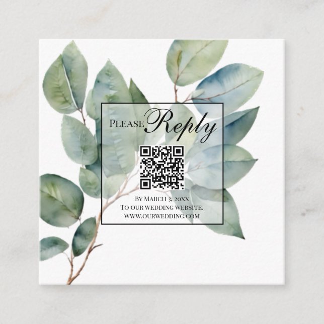 Tarjeta De Recepción Elegante boho moderno con vegetación (Anverso)