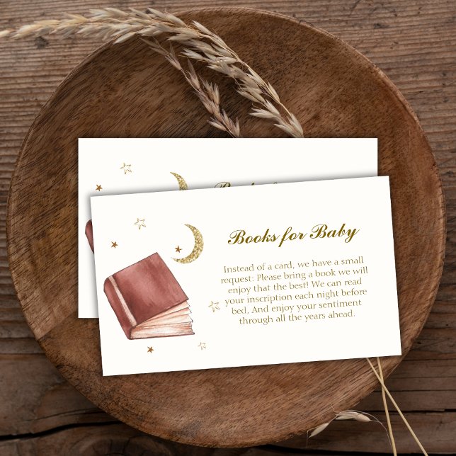 Tarjeta De Recepción Elegante Boho Moon Star Books Para Baby Shower (Elegant Boho Moon Star Books For Baby Shower Enclosure Card)