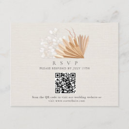 Tarjeta De Recepción Elegante Boho QR Code Wedding RSVP