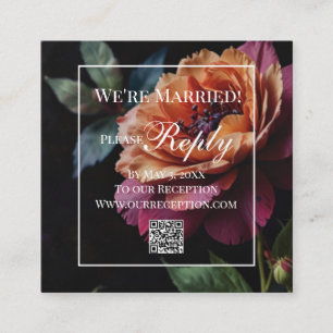 Tarjeta De Recepción Elegante boho vintage de moho floral rojo de durmi