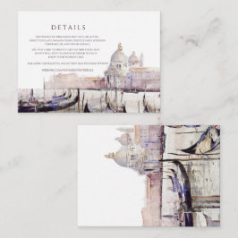 Tarjeta De Recepción Elegante Boho Watercolor Venecia Script Boda