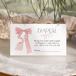 Tarjeta De Recepción Elegante boleto de Baby Shower Bow Diaper Raffle