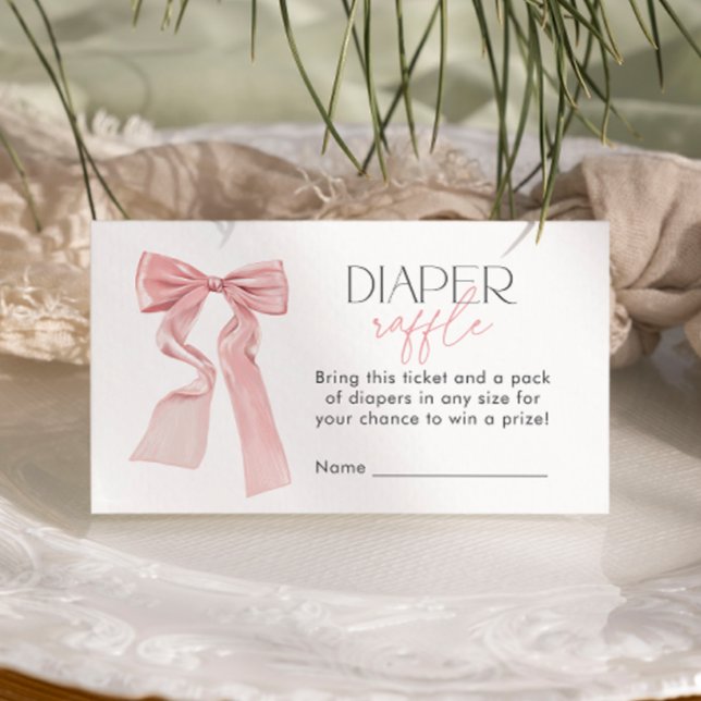 Tarjeta De Recepción Elegante boleto de Baby Shower Bow Diaper Raffle (Subido por el creador)