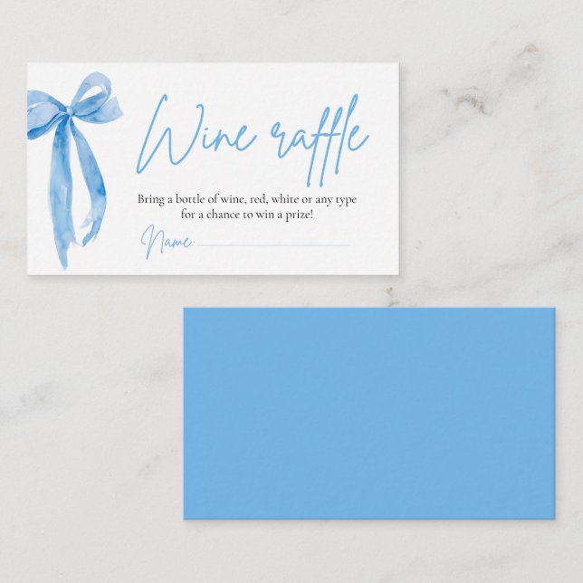 Tarjeta De Recepción Elegante boleto de juego de raffle de vino azul tu (Anverso / Reverso)