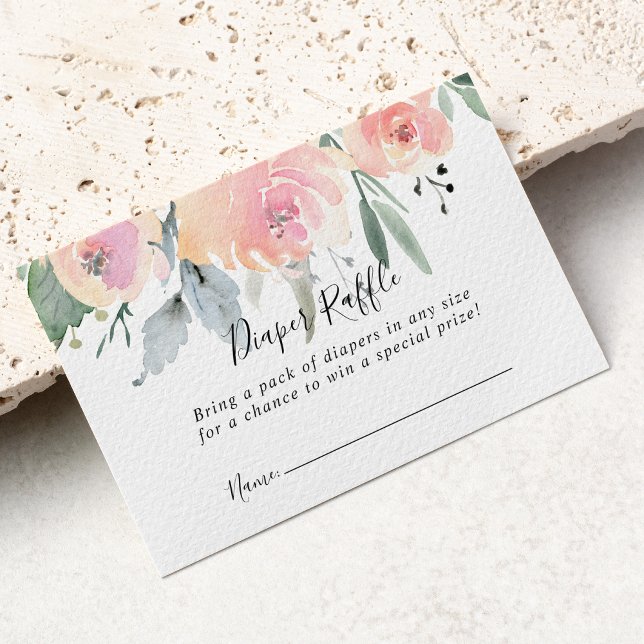 Tarjeta De Recepción Elegante boleto de Raffle floral Rubor rosa (Subido por el creador)