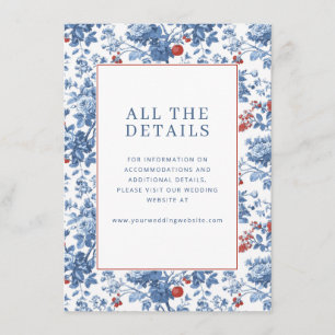 Tarjeta De Recepción Elegante borde floral azul