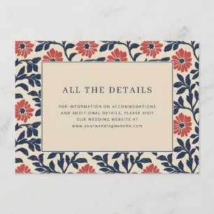 Tarjeta De Recepción Elegante Borde Floral Marítimo