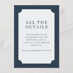 Tarjeta De Recepción Elegante borde minimalista de navy
