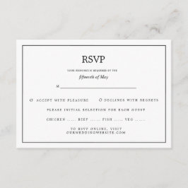 Tarjeta De Recepción Elegante borde negro y matrimonio blanco RSVP