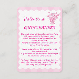 Tarjeta De Recepción Elegante Bouquet floral de Quinceañera | Blanco y 