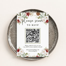 Tarjeta De Recepción Elegante Bouquet | Navidades RSVP con código QR