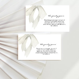 Tarjeta De Recepción Elegante Bow blanco Bridal Shower The Panty Game