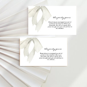 Tarjeta De Recepción Elegante Bow blanco Bridal Shower The Panty Game