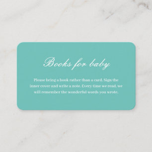 Tarjeta De Recepción Elegante Bow Libros De Baby Shower Azul Verde azul