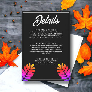 Tarjeta De Recepción Elegante Caída Negra Y Blanco Brillo Sale Boda