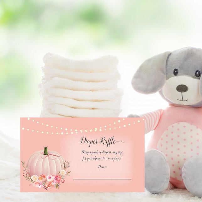 Tarjeta De Recepción Elegante Calabaza Bebé Diaper Raffle Rosa Gold (Subido por el creador)