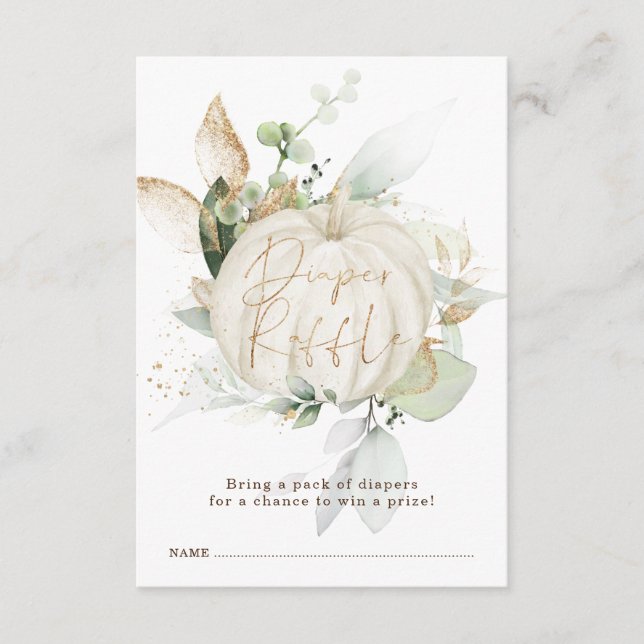 Tarjeta De Recepción Elegante Calabaza de Otoño Verdor Raffle de Diapé  (Anverso)