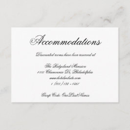 Tarjeta De Recepción Elegante caligrafía Alojamiento formal Boda
