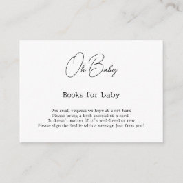 Tarjeta De Recepción Elegante caligrafía Baby Shower Books para el bebé
