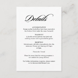 Tarjeta De Recepción Elegante caligrafía Boda blanco detalles