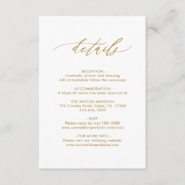 Tarjeta De Recepción Elegante caligrafía Boda de oro detalles código QR