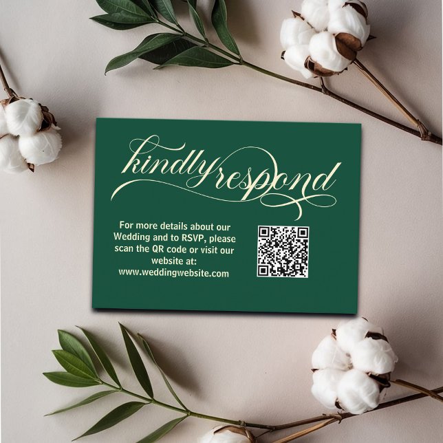 Tarjeta De Recepción Elegante caligrafía Boda Verde azulado Código QR T (Subido por el creador)