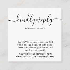 Tarjeta De Recepción Elegante caligrafía cardíaca QR Boda de código RSV