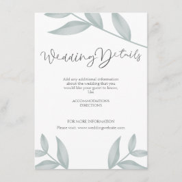 Tarjeta De Recepción Elegante caligrafía Detalles del Boda botánico