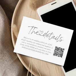 Tarjeta De Recepción Elegante caligrafía Detalles del corazón Código QR