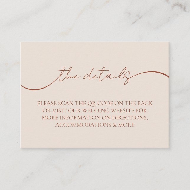 Tarjeta De Recepción Elegante caligrafía detalles modernos del Boda de  (Anverso)