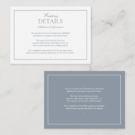 Tarjeta De Recepción Elegante caligrafía Dusty Blue Boda Detalles