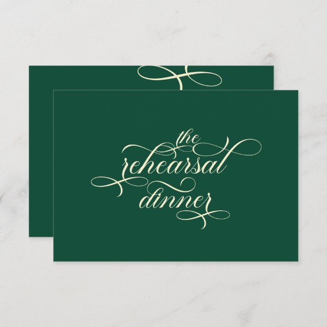 Tarjeta De Recepción Elegante caligrafía ensayo Boda Verde azulado de c (Anverso / Reverso)