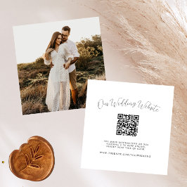 Tarjeta De Recepción Elegante caligrafía Foto Código QR Boda RSVP