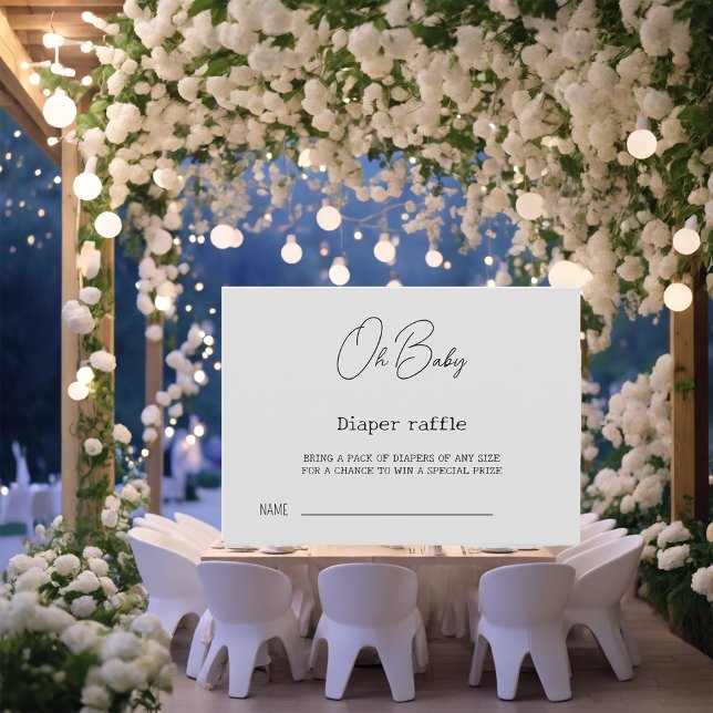 Tarjeta De Recepción Elegante caligrafía gris Baby Shower Diaper Raffle (Subido por el creador)