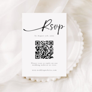 Tarjeta De Recepción Elegante caligrafía Minimalista RSVP Código QR