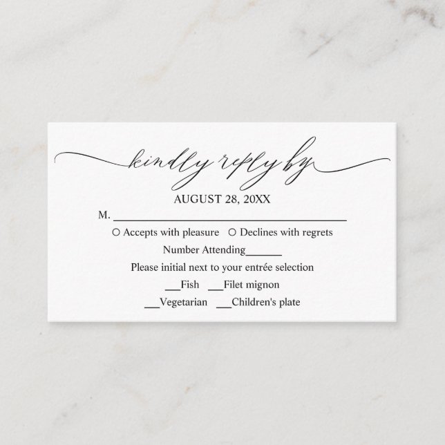 Tarjeta De Recepción Elegante caligrafía moderna Wedding RSVP (Anverso)