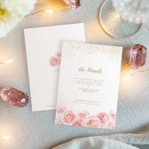 Tarjeta De Recepción Elegante caligrafía oro y boda floral de color