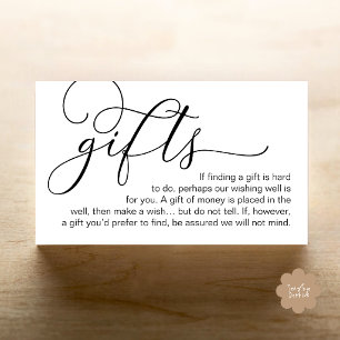 Tarjeta De Recepción Elegante Caligrafía Pozo de Deseos Boda 