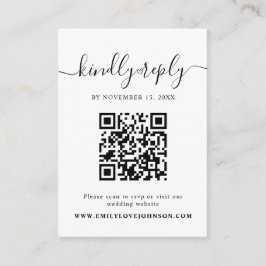 Tarjeta De Recepción Elegante caligrafía QR Boda de código RSVP