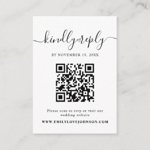 Tarjeta De Recepción Elegante caligrafía QR Boda de código RSVP