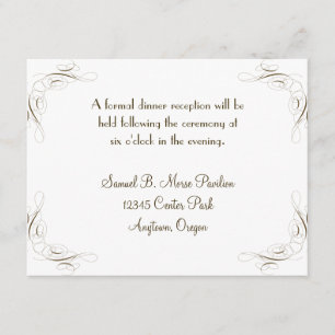 Tarjeta De Recepción Elegante Caligrafía Sencilla con Remolinos Recepci