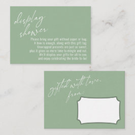 Tarjeta De Recepción Elegante Caligrafía Verde Sage para Shower