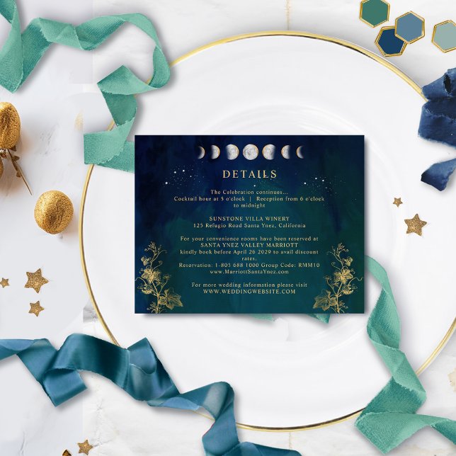 Tarjeta De Recepción Elegante celestial azul, detalles del Boda verde d (Subido por el creador)