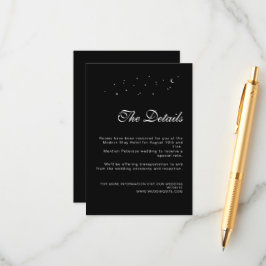 Tarjeta De Recepción Elegante Celestial Minimal Negro Boda Detalles