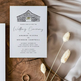 Tarjeta De Recepción Elegante ceremonia de Boda de graneros blancos y n